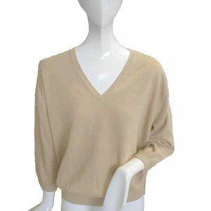 NEW J Crew Womens Sweater!  Medium  Tan  3/4 Sleeve  Lightweight Cotton